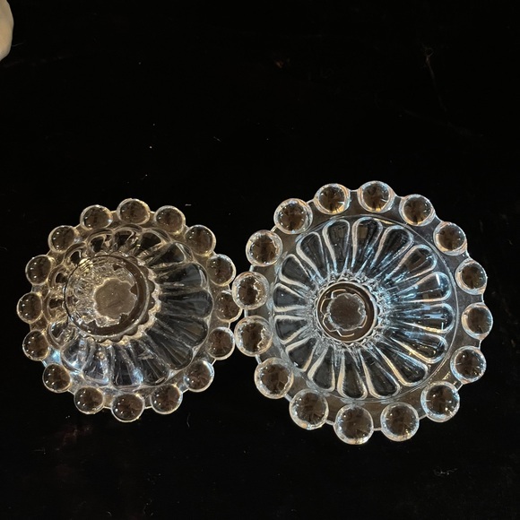 1950's Anchor Hocking Berwick Boopie Clear Glass Candlestick Holders (2) - Picture 3 of 6